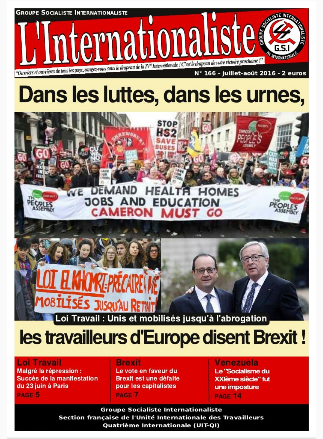Une de l'Internationaliste 166